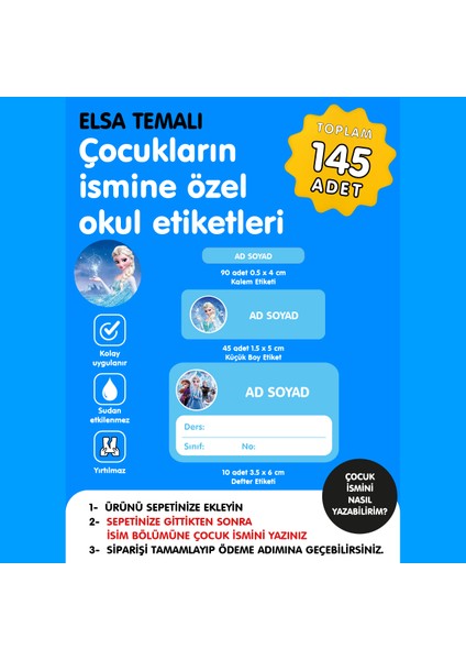 Elsa Temalı Ismeözel Okul Etiketi