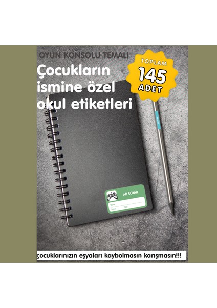 Oyun Konsolu Temalı Isme Özel Okul Etiketi