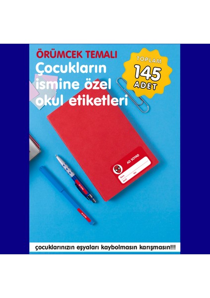 Örümcek Adam Temalı Isme Özel Okul Etiketi
