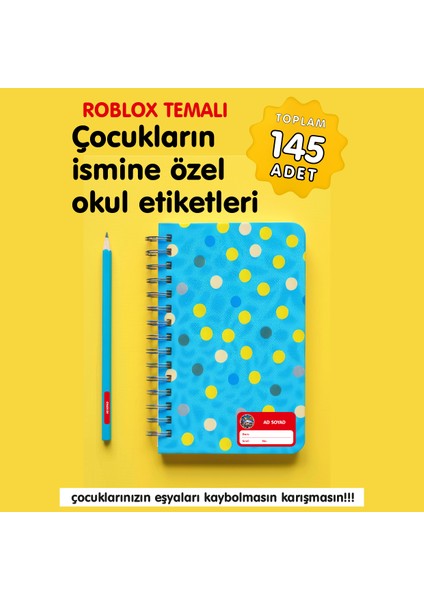 Roblox Temalı Isme Özel Okul Etiketi
