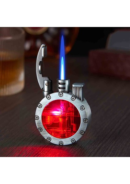 Yeni Sezon Yaratıcı Retro Şeffaf Gaz Göstergeli Jet Alevli Gazlı Çakmak