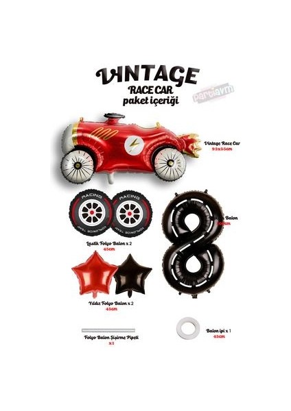 Vintage Race Car Set Arabalar Yarış Arabası Doğum Günü Balon Kırmızı Araba Full Set Rakam Balon fiyatları