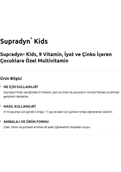 Kids Multivitamin ve Mineral Içeren Çiğnenebilir 60 Tablet 2 Adet