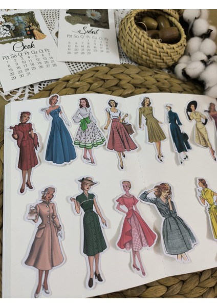 50's Fashion Girl Tekli Sticker Set 02 Ajanda Planlayıcı