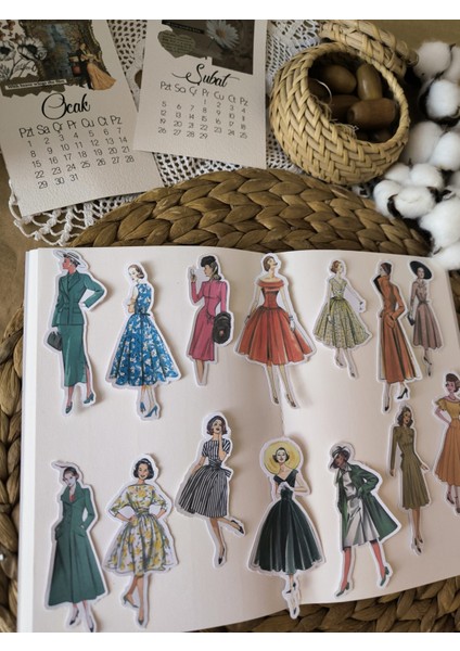 50's Fashion Girl Tekli Sticker Set 01 Ajanda Planlayıcı