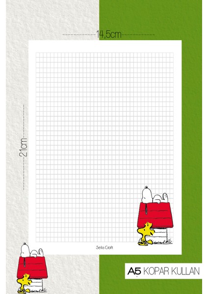 Snoopy Desenli Kareli Notepad 04 Günlük Planlayıcı, Defter, To Do List, Not Defteri, Ajanda