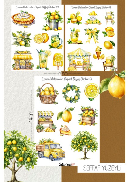 Lemon Temalı Şeffaf Sticker Seti 01-02-03 Ajanda Planlayıcı