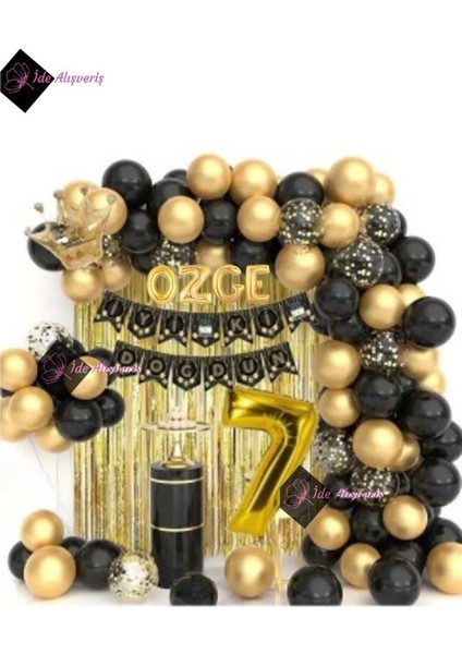 4 Harfli Isim Kral Taçlı 7 Yaş Balonlu Balon Zincirli Doğum Günü Seti Iyi Ki Doğdun