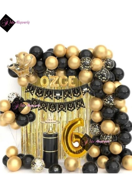 4 Harfli Isim Kral Taçlı 6 Yaş Balonlu Balon Zincirli Doğum Günü Seti Iyi Ki Doğdun