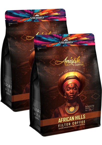 African Hills Filtre Kahve | 2X500 gr | %100 Arabica Doğu Afrika Blend | Orta Kavrum (Medium Roast)