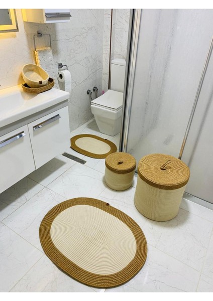Jüt,hasır,6 Li,banyo Paspas Takımı,bohem Tarzı Banyo Takımı,iskandinav Paspas/sepet fırsatları
