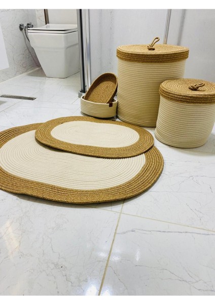 Jüt,hasır,6 Li,banyo Paspas Takımı,bohem Tarzı Banyo Takımı,iskandinav Paspas/sepet indirimleri