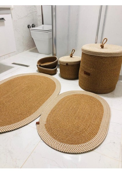 Jüt,hasır,6 Lı,banyo Paspas Takımı,bohem Tarzı Banyo Takımı,iskandinav Paspas/sepet