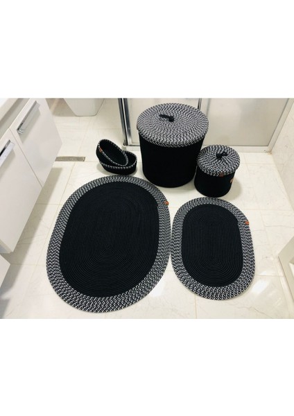 Jüt,hasır,6 Lı,banyo Paspas Takımı,bohem Tarzı Banyo Takımı,iskandinav Paspas/sepet