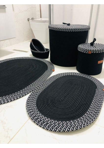 Jüt,hasır,6 Lı,banyo Paspas Takımı,bohem Tarzı Banyo Takımı,iskandinav Paspas/sepet