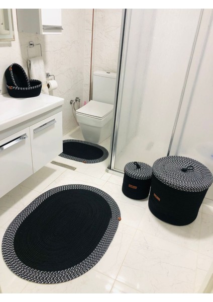 Jüt,hasır,6 Lı,banyo Paspas Takımı,bohem Tarzı Banyo Takımı,iskandinav Paspas/sepet