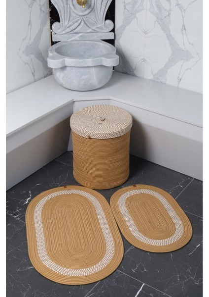 Jüt,hasır,3 Lü,banyo Paspas Takımı,bohem Tarzı Banyo Takımı,iskandinav Paspas/sepet