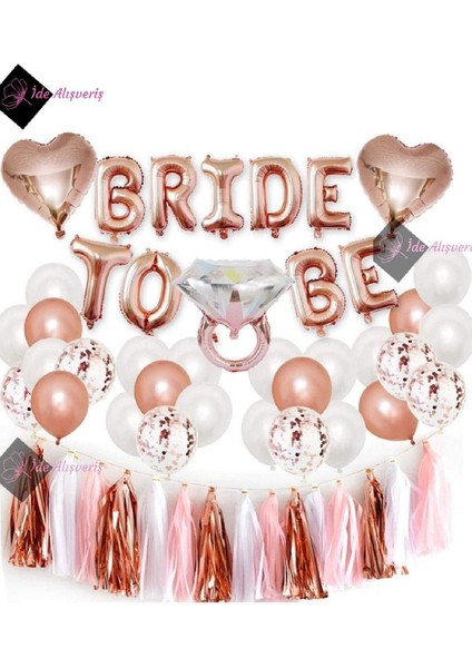 Dolu Dolu Bride To Be Folyo Balon Seti Bekarlığa Veda Bride Partisi Balon Süsleme Rose Gold
