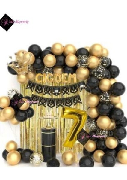 6 Harfli Isim Kral Taç 7 Yaş Balonlu Balon Zincirli Doğum Günü Seti Iyi Ki Doğdun