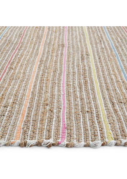 Vime 05 Natural Multi Jüt Halı Yolluk El Dokuma Jüt Kilim Hasır Halı Bohem El Halısı otantik halı