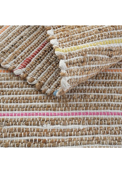 Vime 05 Natural Multi Jüt Halı Yolluk El Dokuma Jüt Kilim Hasır Halı Bohem El Halısı otantik halı