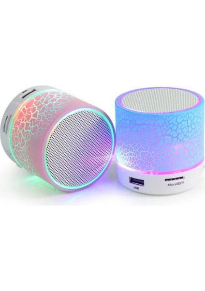 Mini Bluetooth Hoparlör Dayanıklı LED Işıklı Kablosuz Fm Radyo Aux USB Ses Bombası