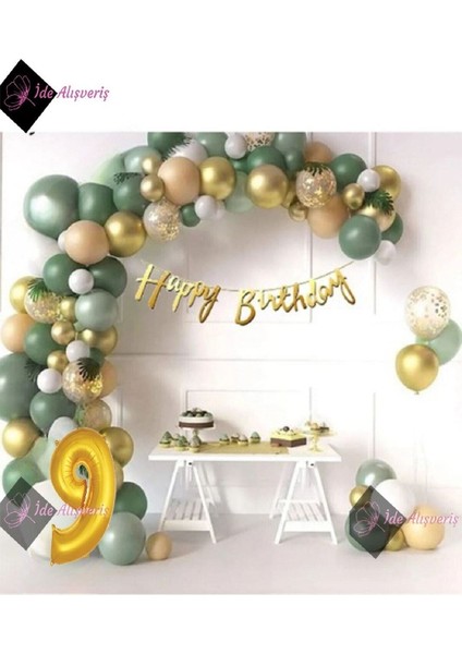 Küf Yeşilli Lüks Yaş Doğum Günü Parti Süsü Balon Seti