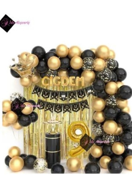 7 Harfli Isim Kral Taç 9 Yaş Balonlu Balon Zincirli Doğum Günü Seti Iyi Ki Doğdun fiyatları