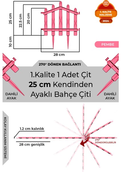 Dekoratif Plastik Bahçe Çiti ve Peyzaj Çiti 1 Adet Çit (Y: 25 cm / G: 25 Cm) Toprak Ayaklı fiyatları
