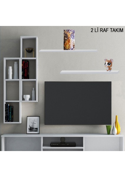 Alkur Home Line Modilayn Vahide Duvar Rafı, Kitaplık, Yaşam Ünitesi Üst Modül