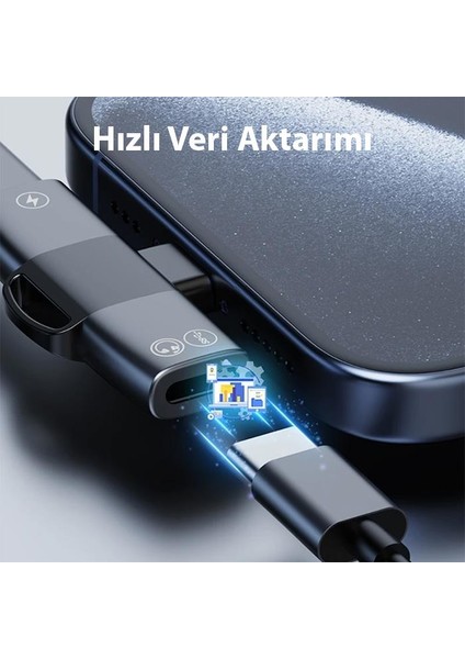 Type C To 2x Type C Girişli Şarj ve Kulaklık Çoğaltıcı Adaptörü, 30W Şarj Destekli Çoğaltıcı