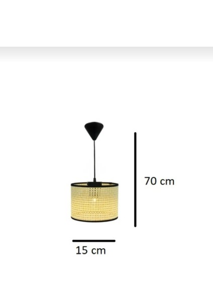 Modern Rattan Boheme Tasarım Salon Mutfak Oturma Odası Avize Hazeran Tekli Avize Hasır 15 Cm