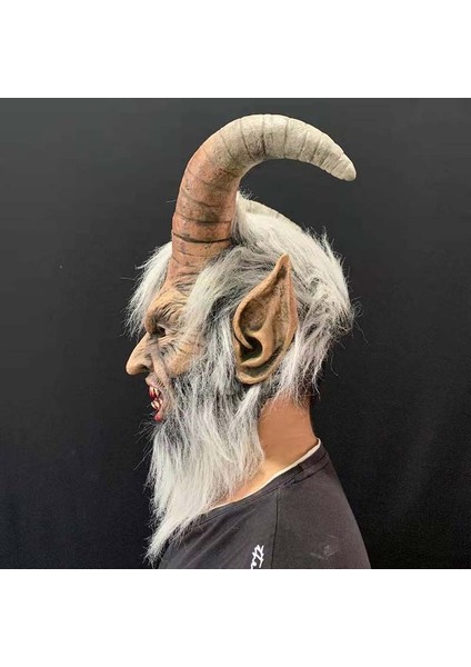 Erkek Krampus Demon Maskesi Film Cosplay Koyun Boynuzu Şeytan Kafa Kapağı (Yurt Dışından)