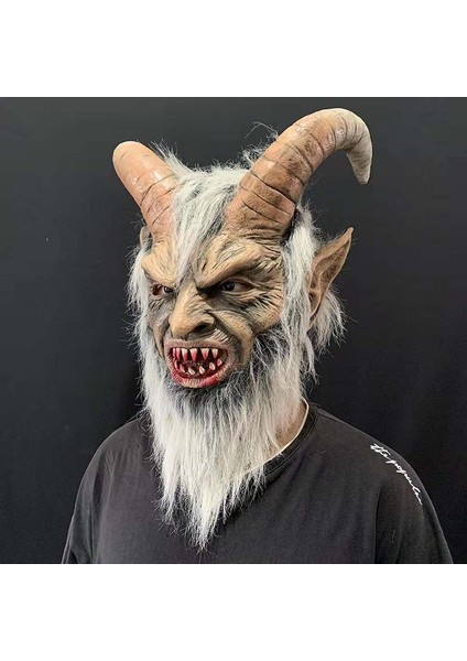 Erkek Krampus Demon Maskesi Film Cosplay Koyun Boynuzu Şeytan Kafa Kapağı (Yurt Dışından)