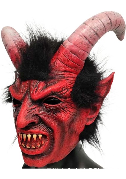 Erkek Krampus Demon Maskesi Film Cosplay Koyun Boynuzu Şeytan Kafa Kapağı (Yurt Dışından)