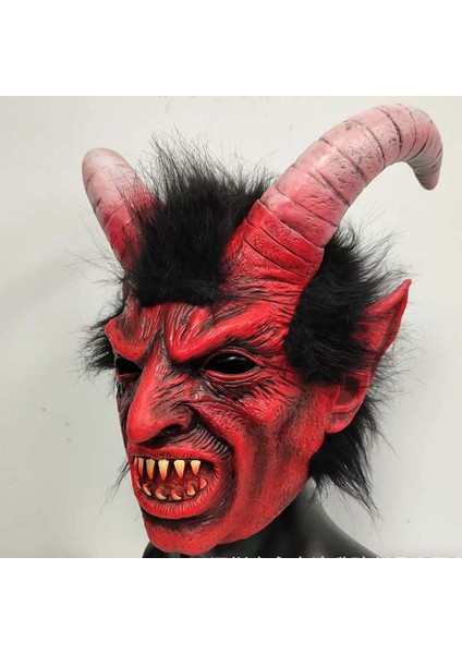 Erkek Krampus Demon Maskesi Film Cosplay Koyun Boynuzu Şeytan Kafa Kapağı (Yurt Dışından)