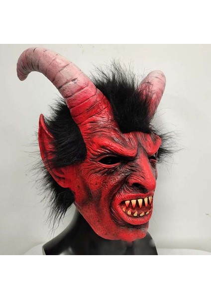 Erkek Krampus Demon Maskesi Film Cosplay Koyun Boynuzu Şeytan Kafa Kapağı (Yurt Dışından)