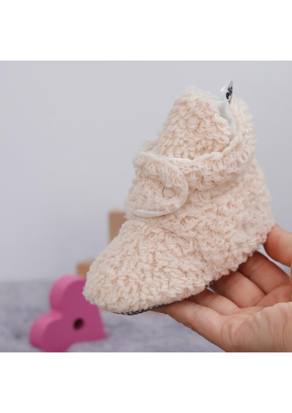 Teddy Bebek Pandufu, Kaydırmaz Taban, Organik Pamuk Astar, Ev Kreş Ayakkabısı, Bej fırsatları