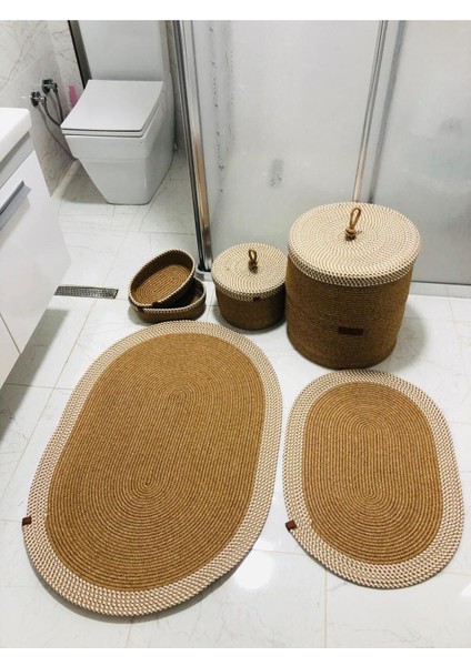 Hasır Jüt 6 Parça Banyo Seti