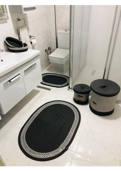 Hasır Jüt 6 Parça Banyo Seti