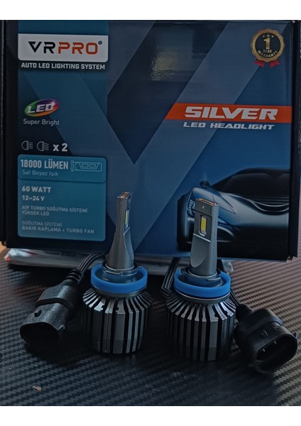 H11 Vrpro Silver 6000K-6500K Saf Beyaz Işık Ledzenon 18000LÜMEN 60W Garantili Ürün 12-24V fiyatları