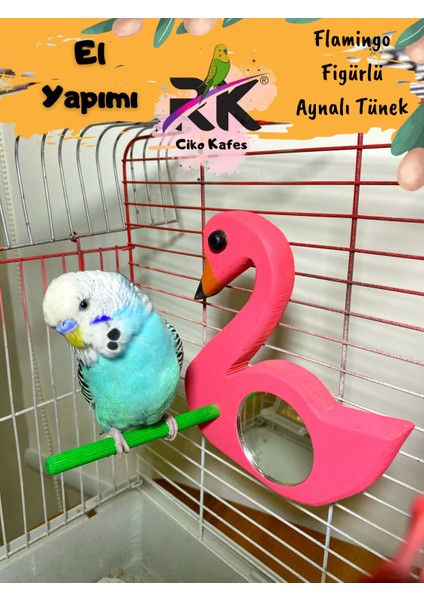 Flamingo Figürlü Aynalı Kuş Tüneği