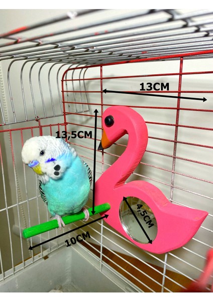 Flamingo Figürlü Aynalı Kuş Tüneği