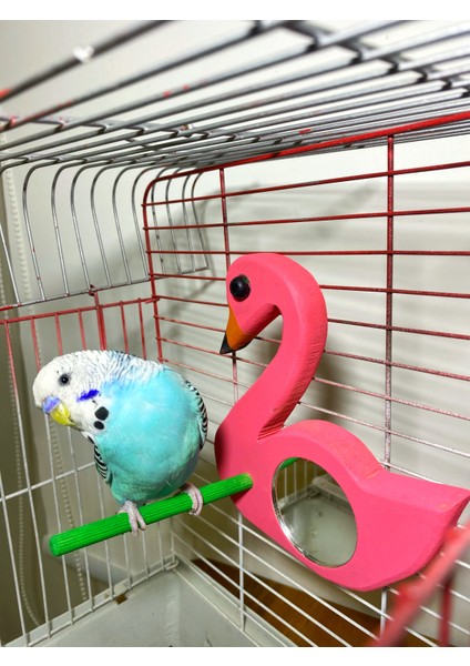 Flamingo Figürlü Aynalı Kuş Tüneği