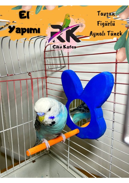 Tavşan Figürlü Renkli Aynalı Kuş Tüneği