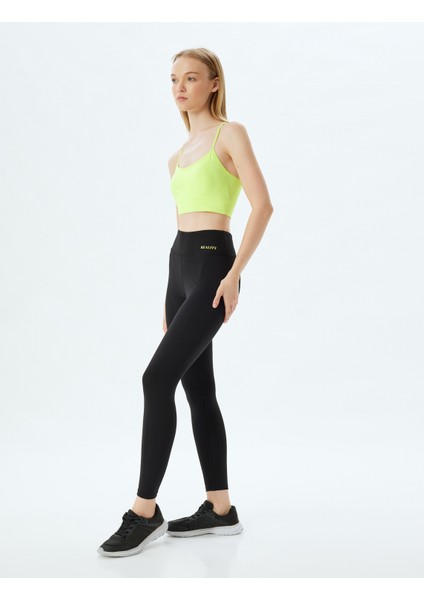 Spor Tayt Slogan Baskılı Yüksek Bel Skinny Fit fiyatları