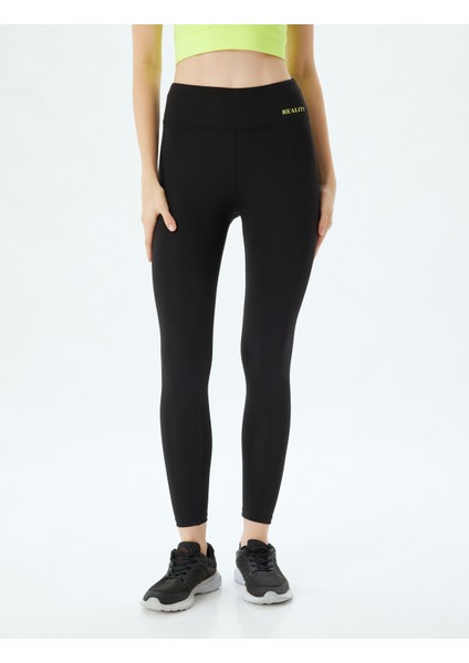 Spor Tayt Slogan Baskılı Yüksek Bel Skinny Fit modelleri