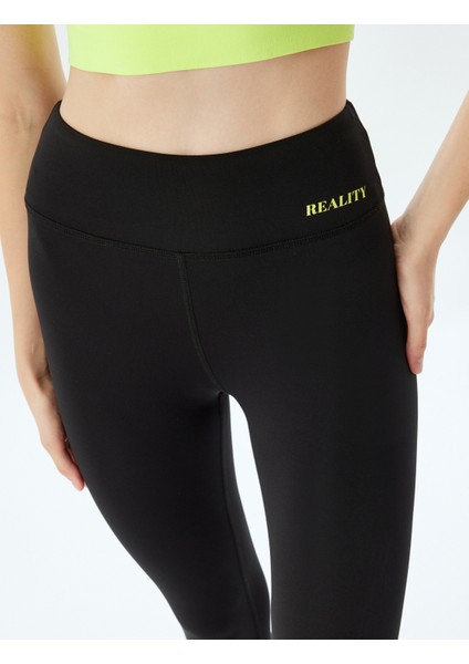 Spor Tayt Slogan Baskılı Yüksek Bel Skinny Fit indirimleri