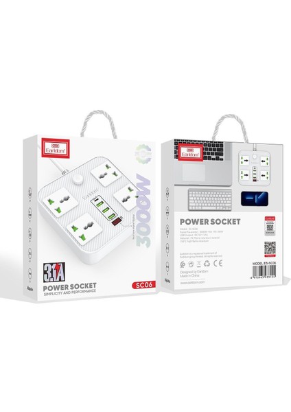 SC06 8in1 Priz Dönüştürücü - Beyaz