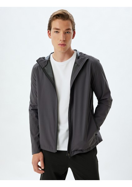 Spor Ceket Kapşonlu Uzun Kollu Fermuarlı Cep Detaylı fiyatları